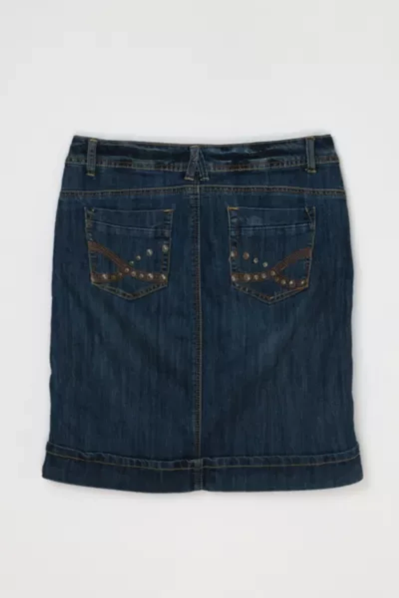 Vintage Y2k Studded Dark Wash Denim Mini Skirt