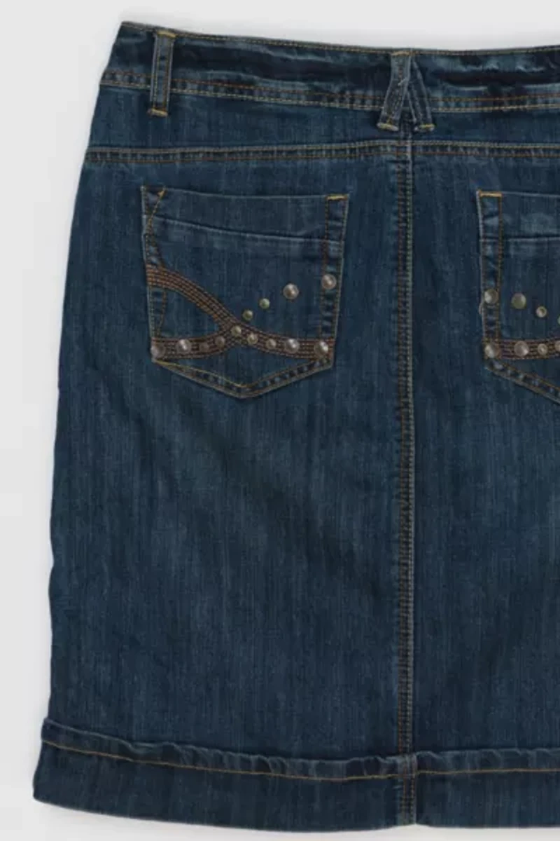 Vintage Y2k Studded Dark Wash Denim Mini Skirt