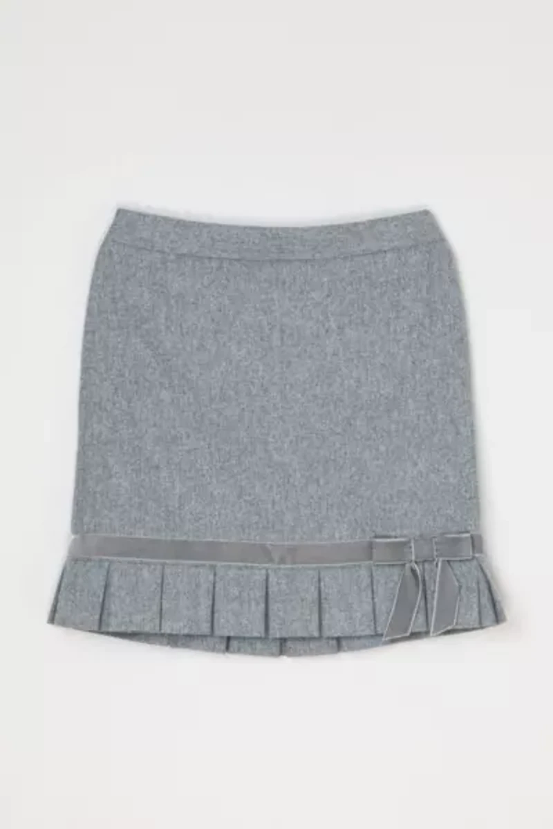 Vintage Y2k Pleated Mini Skirt with Velvet Bow