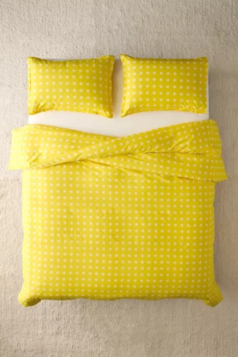 Posies On Yellow Brushed Cotton Duvet Cover Set