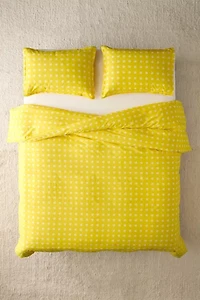 Posies On Yellow Brushed Cotton Duvet Cover Set