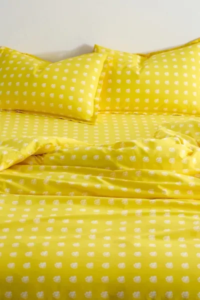 Posies On Yellow Brushed Cotton Duvet Cover Set