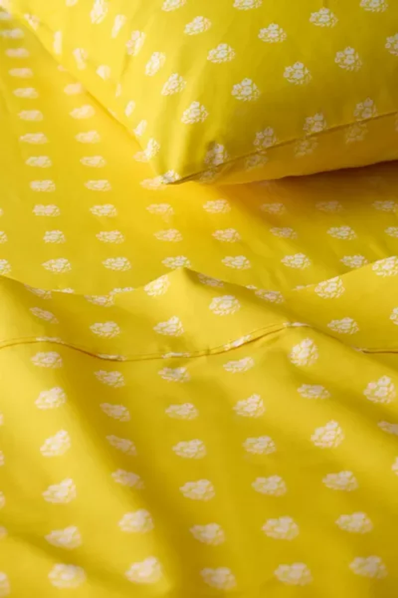 Posies On Yellow Brushed Cotton Sheet Set