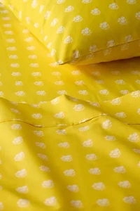 Posies On Yellow Brushed Cotton Sheet Set