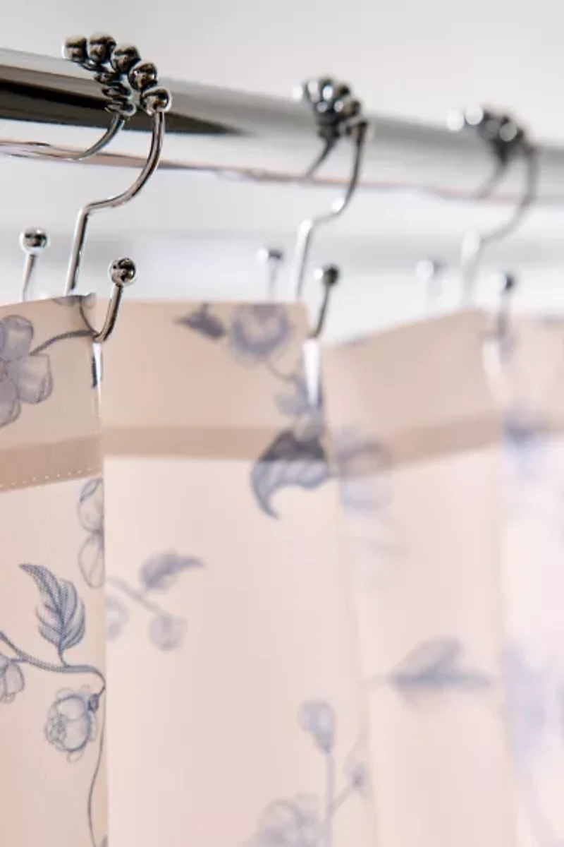 Vintage Style Floral Patterned Shower Curtain