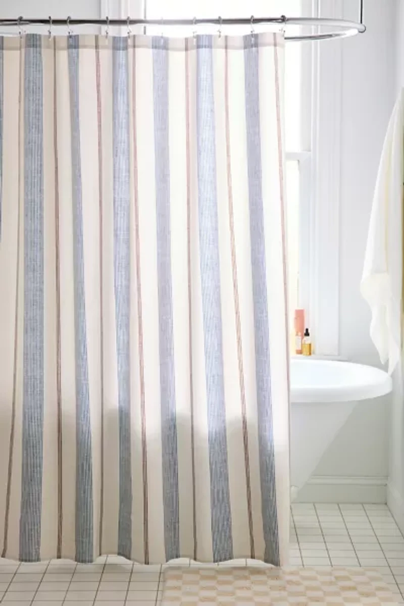Ivy Striped Patterned Shower Curtain