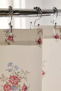 Vintage Style French Flower Patterned Shower Curtain