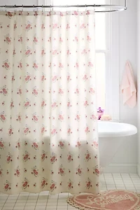 Vintage Style French Flower Patterned Shower Curtain