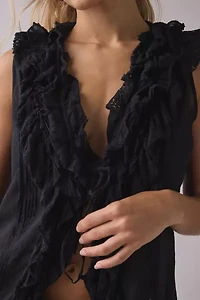 Kimchi Blue Clara Cascading Ruffle Tie-Front Tank Top
