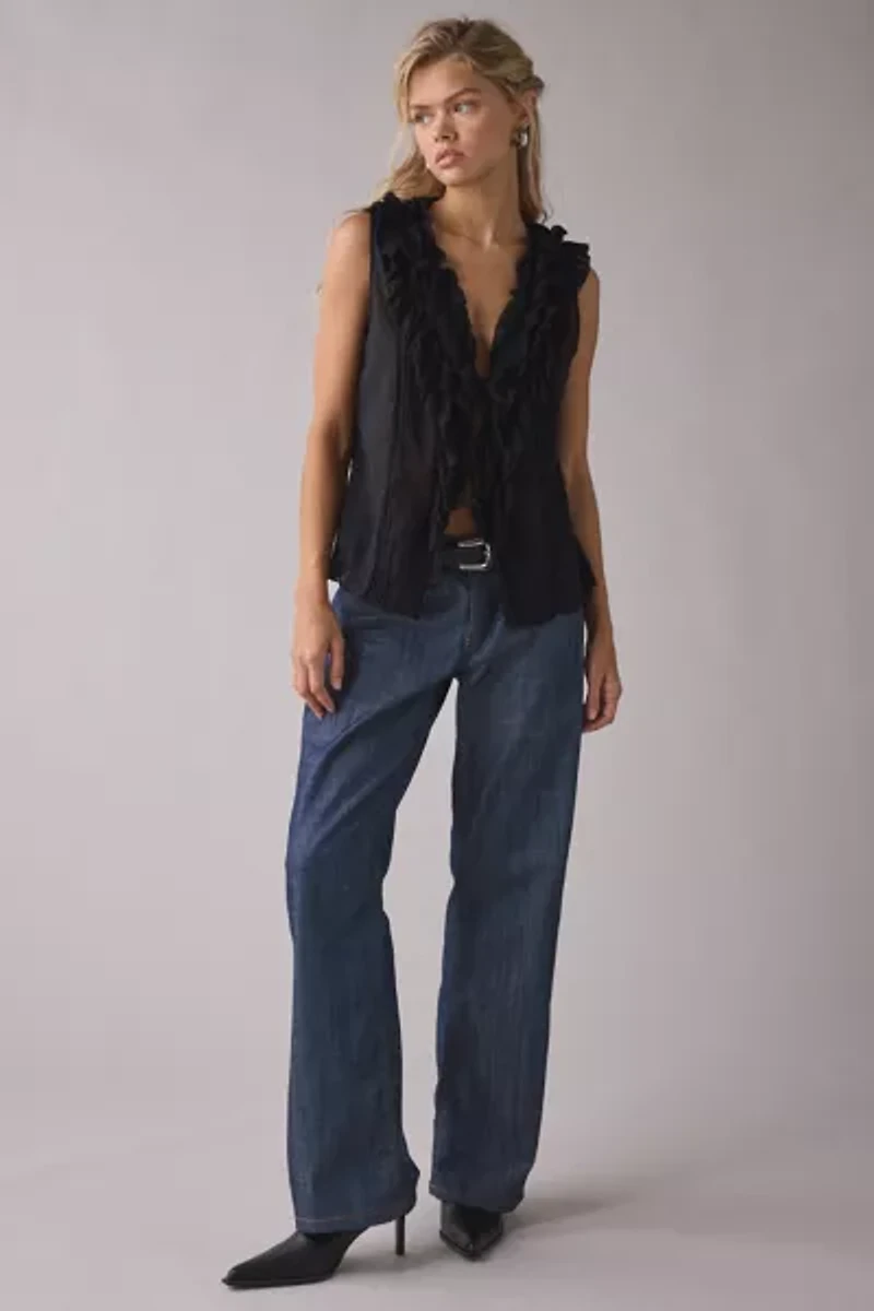 Kimchi Blue Clara Cascading Ruffle Tie-Front Tank Top