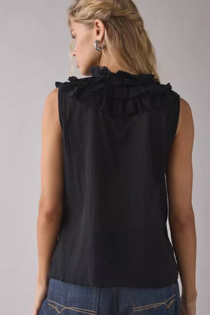 Kimchi Blue Clara Cascading Ruffle Tie-Front Tank Top