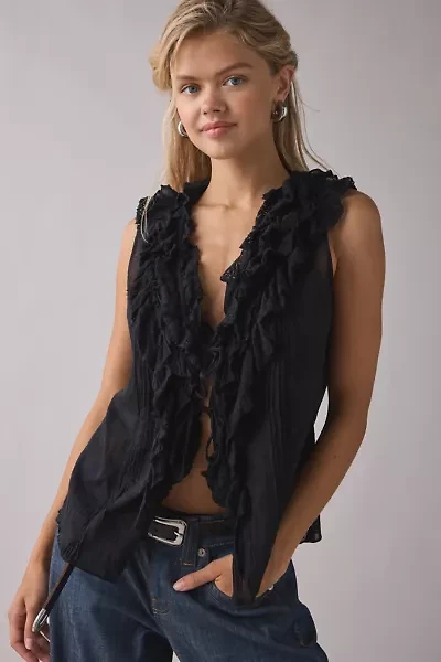 Kimchi Blue Clara Cascading Ruffle Tie-Front Tank Top