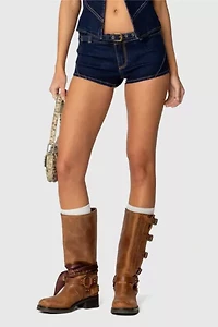 Edikted Ciel Low Rise Denim Micro Shorts