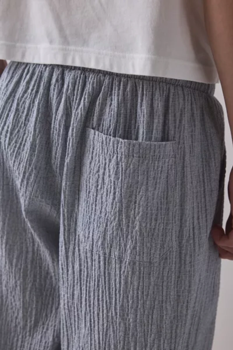 ReMADE By UO Remnants Crinkle Cotton Poplin Beach Pant