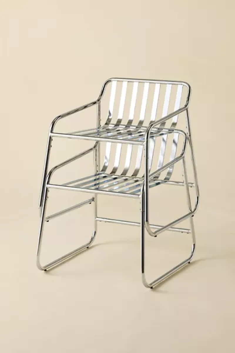 Boden Slatted Chrome Dining Chair - Set Of 2
