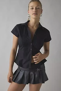 BDG Shaina Low-Rise Belted Faux Leather Micro Mini Skort