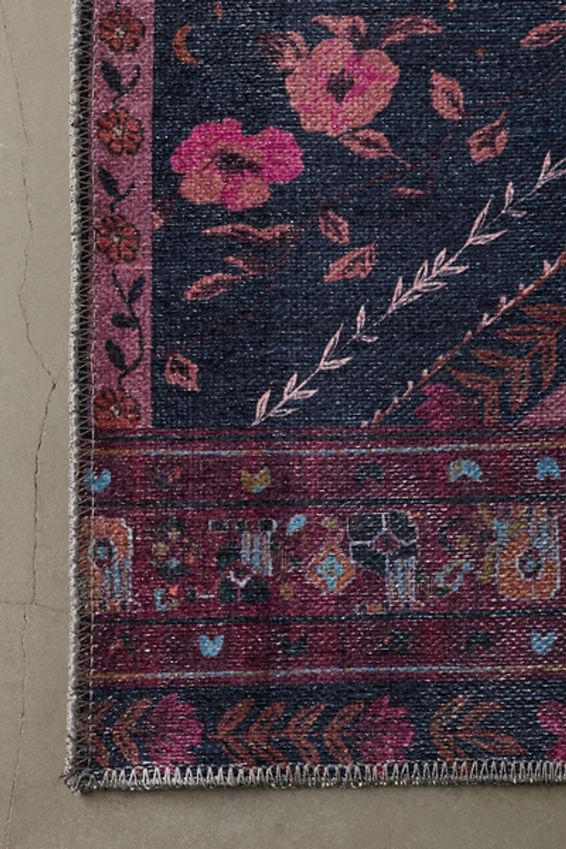 Ruby Floral Washable Digital Printed Rug