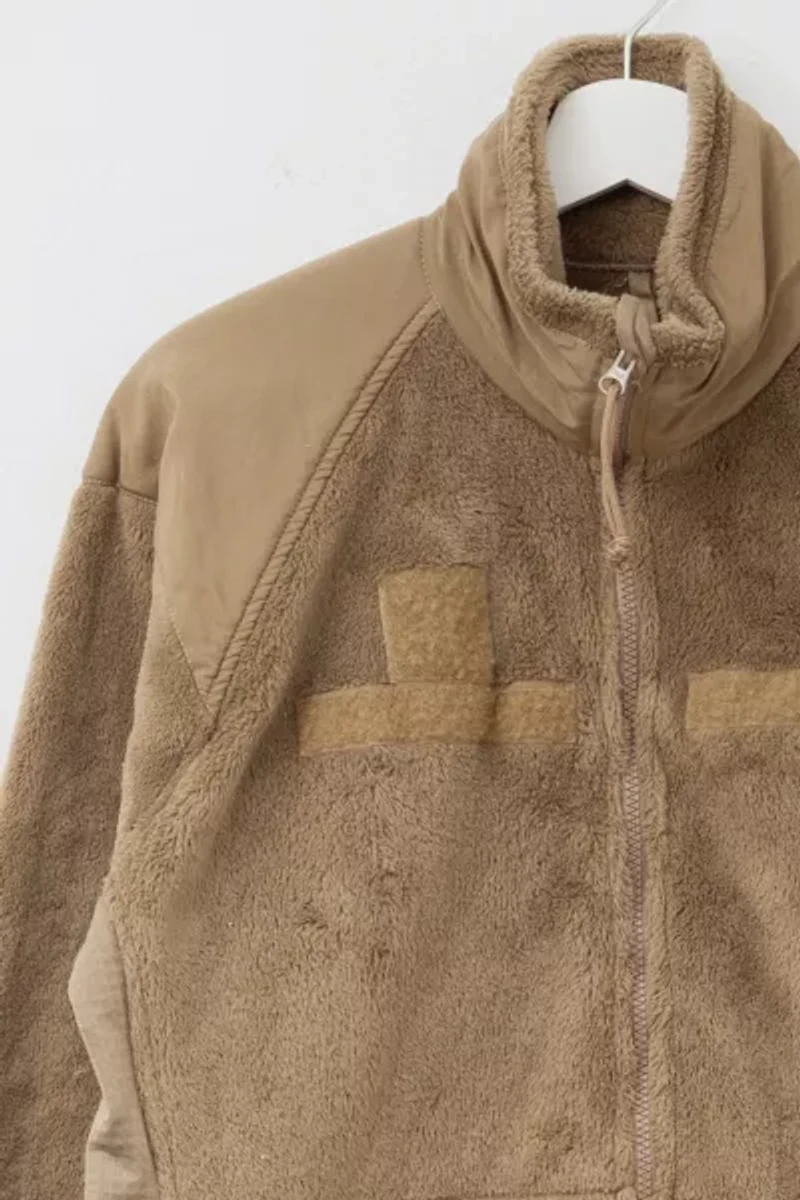 Vintage Y2K Distressed Brown Technical Zipper Fleece Jacket
