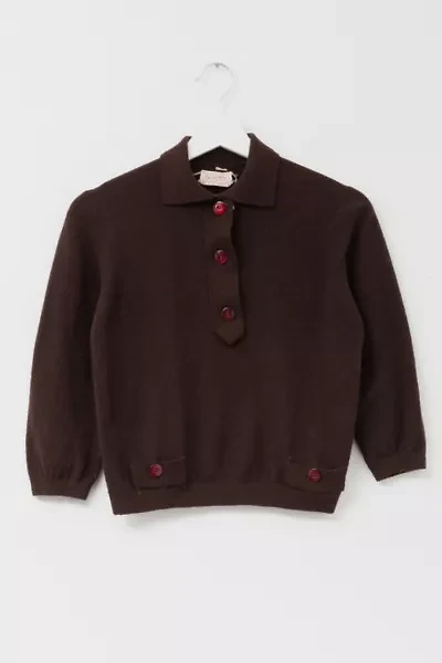 Vintage 1950s Brown Wool Sweater Blouse