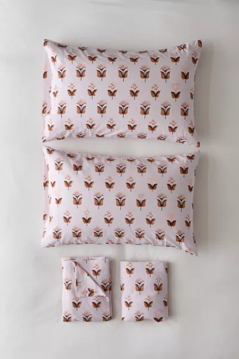 Wren Woodblock Floral Printed Sheet Set