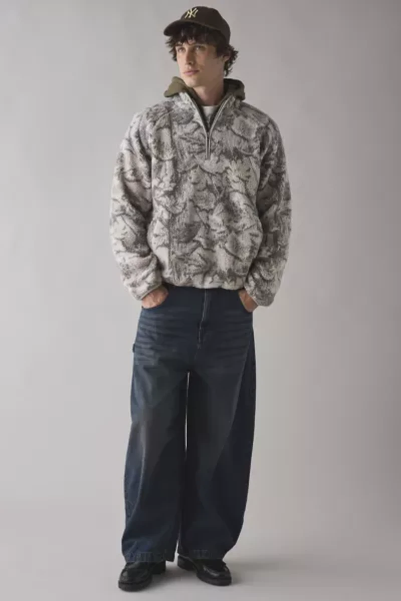 BDG Printed Fleece Quarter Zip Sweatshirt