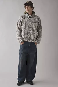 BDG Printed Fleece Quarter Zip Sweatshirt