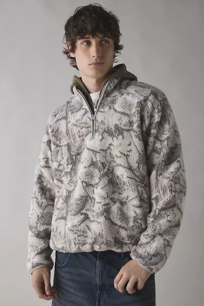 BDG Printed Fleece Quarter Zip Sweatshirt