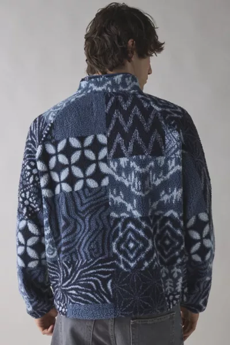 BDG Printed Fleece Quarter Zip Sweatshirt