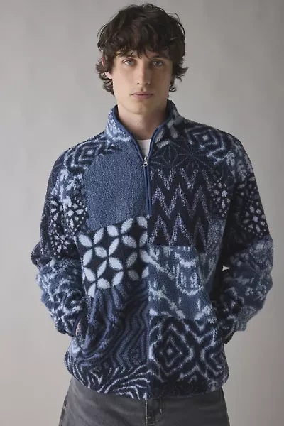 BDG Printed Fleece Quarter Zip Sweatshirt