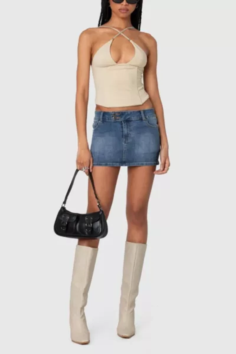 Edikted Lou Crossover Beaded Corset Top