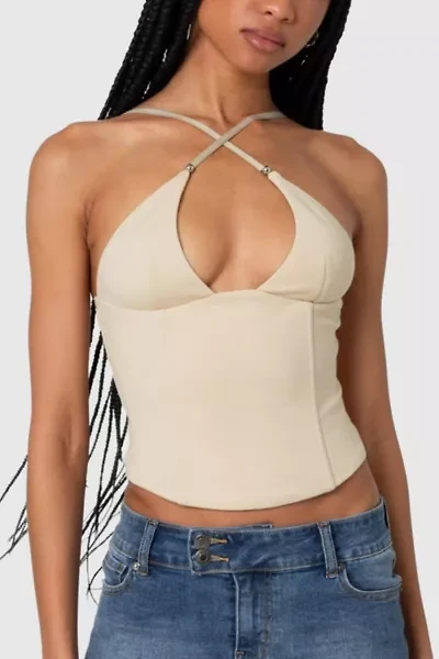 Edikted Lou Crossover Beaded Corset Top