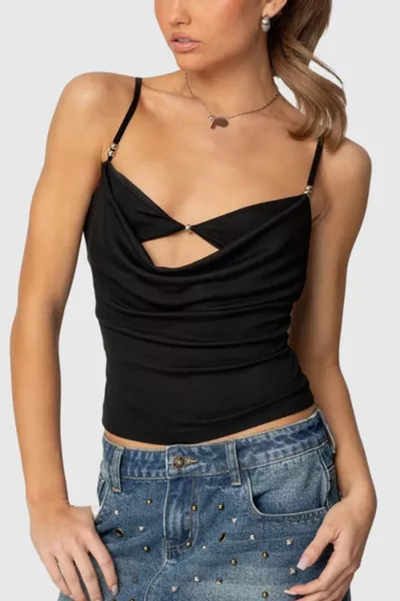 Edikted Layered Bra Cowl Neck Top