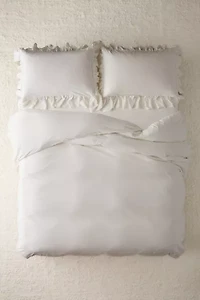 Solid Ruffle Trim Duvet Cover