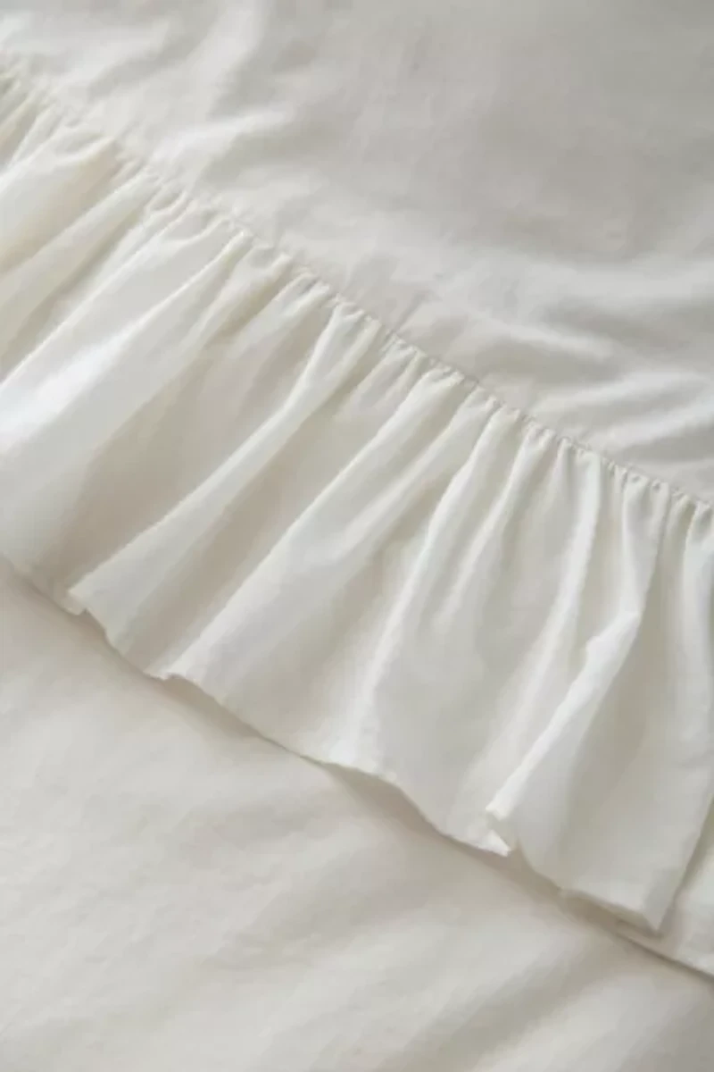 Solid Ruffle Trim Duvet Cover
