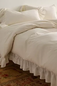 Solid Ruffle Trim Duvet Cover