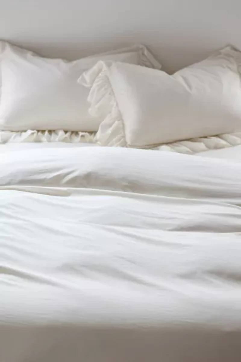 Solid Ruffle Trim Duvet Cover