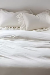 Solid Ruffle Trim Duvet Cover