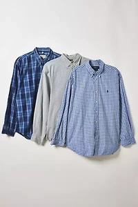 Vintage By UO Check Print Long Sleeve Button-Down Shirt