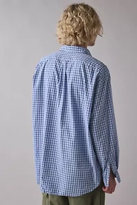 Vintage By UO Check Print Long Sleeve Button-Down Shirt