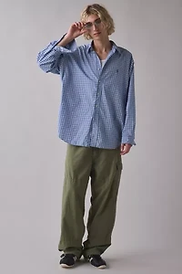 Vintage By UO Check Print Long Sleeve Button-Down Shirt