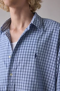 Vintage By UO Check Print Long Sleeve Button-Down Shirt
