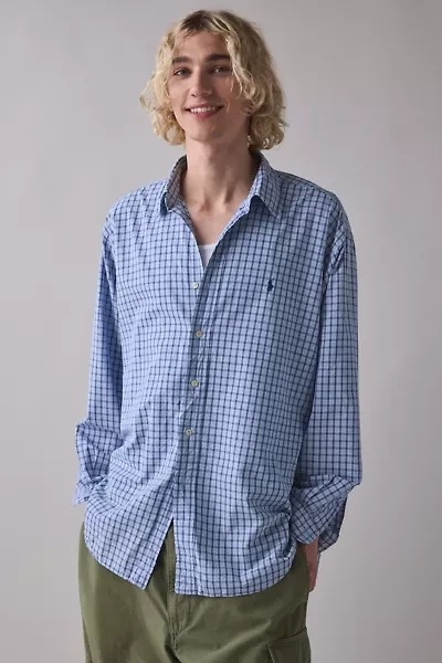 Vintage By UO Check Print Long Sleeve Button-Down Shirt