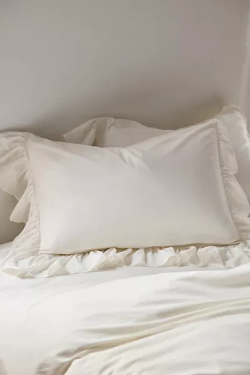 Solid Ruffle Trim Sham Set