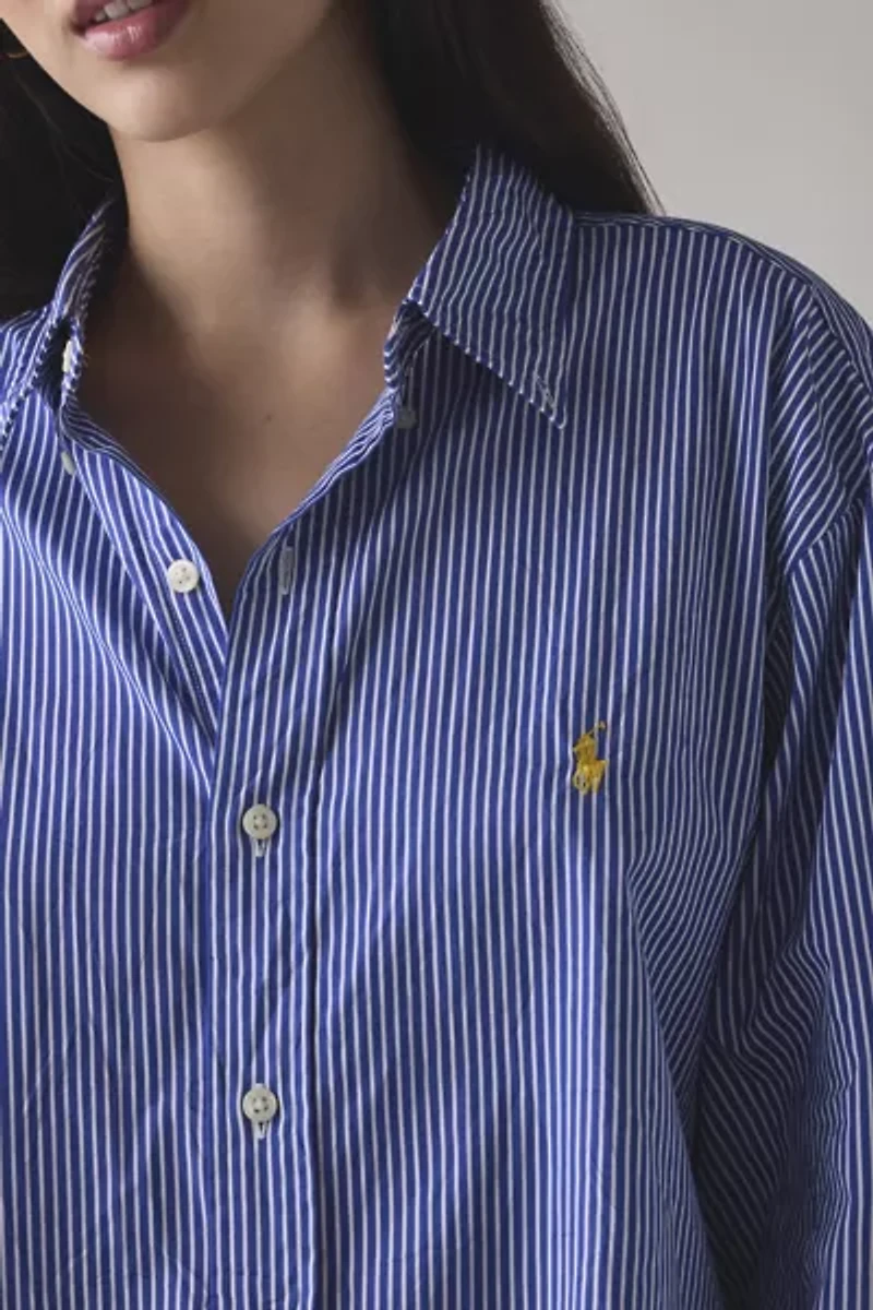 Vintage By UO Branded Printed Button-Down Shirt