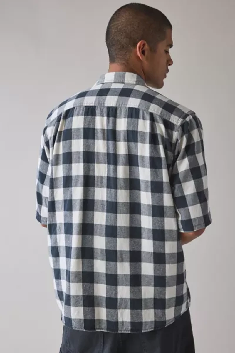 ReMADE By UO Check Pattern Short Sleeve Oversized Button-Down Shirt