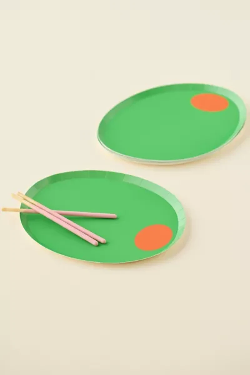Olive Dessert Paper Plate Set