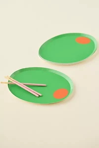 Olive Dessert Paper Plate Set