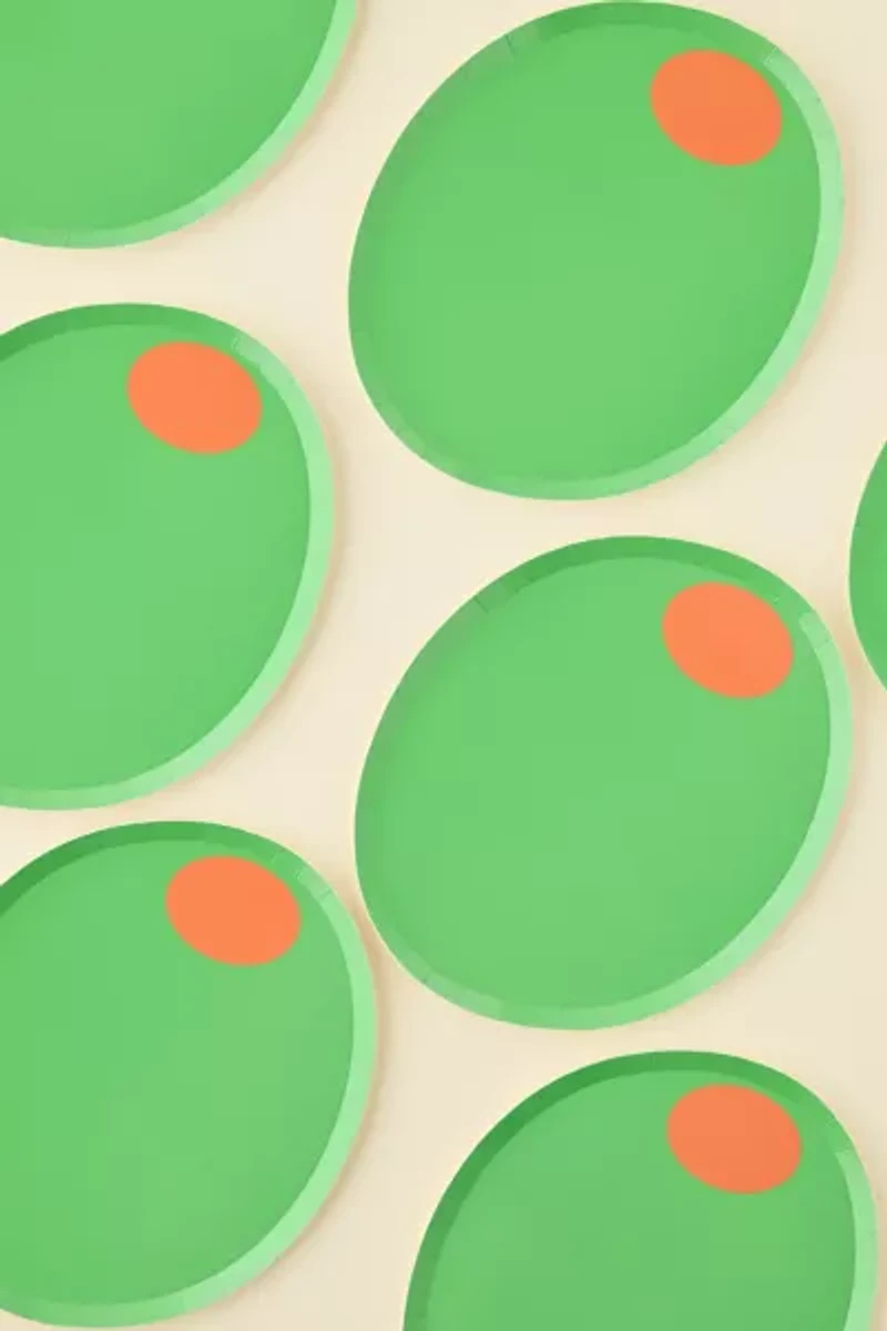 Olive Dessert Paper Plate Set