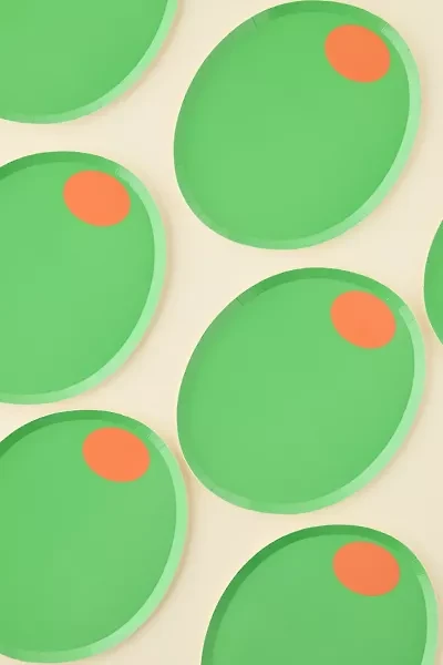 Olive Dessert Paper Plate Set