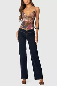 Edikted Mixed Animal Print Mesh Tank Top